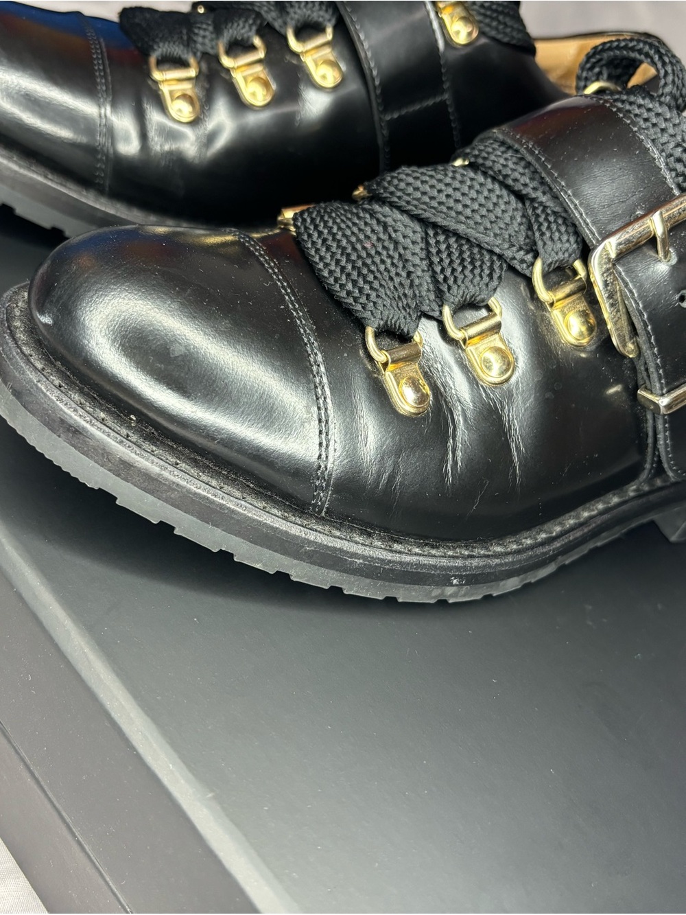 The Office of Angela Scott Women’s Black Mr. Logan Leather Oxford 37.5 - Picture 2 of 11
